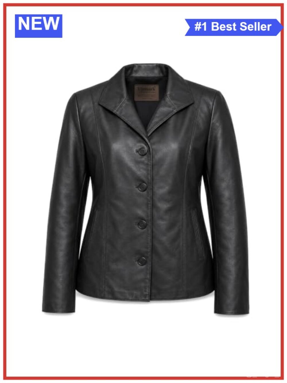 Genuine Leather Blazer Jacket Tailored Fit 4-Button Notch Collar